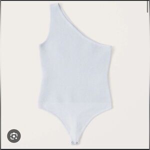 Abercrombie light blue ribbed one-shoulder bodysuit